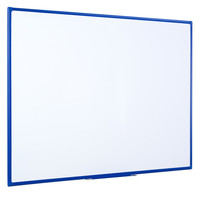 Bi-Office Whiteboard Maya, Two-sided Melamine, Plain/Gridded, Plastic Frame, Blue, 90 x 60 cm Left View
