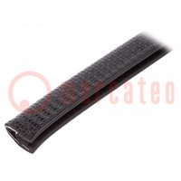 Élvédő; PVC; L: 5m; fekete; H: 14mm; W: 10,5mm; Panel vtg: 1÷4mm