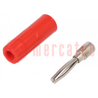 Connecteur: banane 4mm; prise mâle; 10A; 50VDC; rouge; non isolé