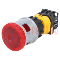 Switch: emergency stop; 30mm; Stabl.pos: 2; NC x2 + NO; red; LED