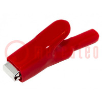 Crocodile clip; 25A; Grip capac: max.15mm; Overall len: 94mm; red