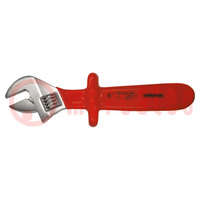 Wrench; insulated,adjustable; 200mm; Max jaw capacity: 26mm