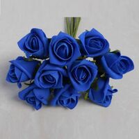 Artificial Colourfast Cottage Rose Bud Bunch - 24cm, Blue