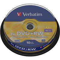 DVD+RW 4.7GB 4X - SPINDLE 10 UND ADVANCED SERL VERBATIM (43488)