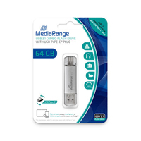MediaRange MR937 USB flash meghajtó 64 GB USB Type-A / USB Type-C 3.2 Gen 1 (3.1 Gen 1) Ezüst
