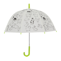 Esschert Design KG280 Kinder-Regenschirm Schwarz, Grün, Transparent