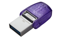 Kingston Technology DataTraveler microDuo 3C USB flash meghajtó 128 GB USB Type-A / USB Type-C 3.2 Gen 1 (3.1 Gen 1) Rozsdamentes acél, Lila