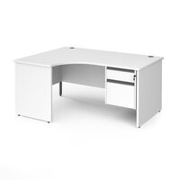 Contract 25 left hand ergonomic desk with 2 drawer graphite pedestal and panel l