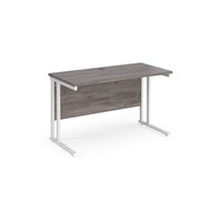 Maestro 25 straight desk 1200mm x 600mm - white cantilever leg frame and grey oa