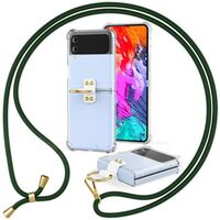 NALIA Clear Cover with Chain compatible with Samsung Galaxy Z Flip4 Case, Transparent Necklace Phonecase with Ring & Adjustable Strap, Anti-Yellow Hard Back & Silicone Frame Dar...
