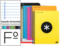 Cuaderno espiral liderpapel folio antartik tapa dura 80h 100 gr horizontal con margen colores surtidos