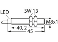 Näherungsschalter, Einbaumontage M8, 1 Schließer, 30 V (DC), 200 mA, Erfassungsb