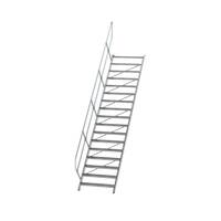 Treppe 45° Stufenbreite 1000 mm, 17 Stufen, Aluminium geriffelt