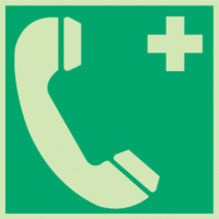Sicherheitskennzeichnung - Notruftelefon, Grün, 20 x 20 cm, Kunststoff, Weiß