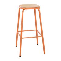 Bolero Cantina High Stools in Orange with Wooden Seat Pad - Pack of 4