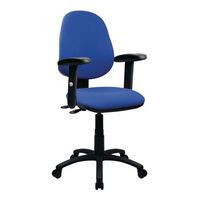 Three lever operator office chair, with adjustable arms, blue
