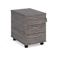 Express office mobile pedestal drawers - 3 drawer, grey oak