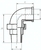 Zeichnung: Winkelverschraubung mit Innen- und Außengewinde, flach dichtend