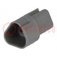 Connector: wire-wire; DT; male; plug; for cable; PIN: 3; grey; IP68