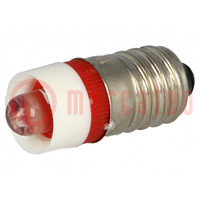 Lámpara LED; rojo; E10; 12VDC; 12VAC