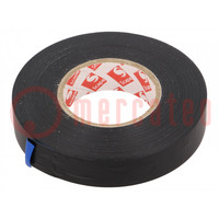 Tape: electrical insulating; W: 15mm; L: 33m; Thk: 0.13mm; black