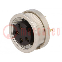 Connector: M16; socket; female; soldering; PIN: 4; 5A; 250V; IP40