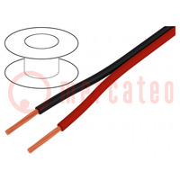 Vezeték: hangszóróvezeték; 2x1mm2; sodrat; CCA; fekete-piros; PVC