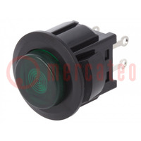 Switch: push-button; Pos: 2; SPST-NO; 3A/125VAC; OFF-ON; green; 1kV