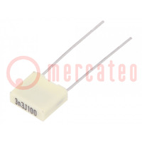 Capacitor: polyester; 3.3nF; 63VAC; 100VDC; 5mm; ±5%; 7.2x2.5x6.5mm