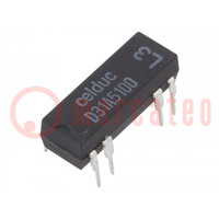 Relay: reed switch; SPST-NO; Ucoil: 12VDC; 1A; max.100VDC; 10W; PCB