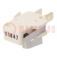 Microswitch SNAP ACTION; 10A/400VAC; SPDT; Rcont max: 100mΩ; 1.5N