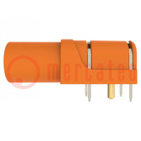 Socket; 4mm banana; 24A; 1kV; orange; gold-plated; PCB; -25÷80°C