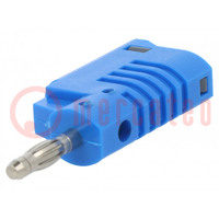 Plug; 4mm banana; 36A; 30VAC; 60VDC; blue; non-insulated; 57.2mm