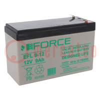 Re-battery: acid-lead; 12V; 9Ah; AGM; maintenance-free; EFL