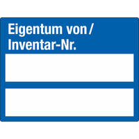 SafetyMarking Inventaretiketten Eigentum von / Inventar-Nr. 2 Felder 500er Rolle Version: 02 - blau