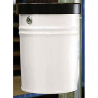 Abfallbehälter TKG selbstlöschend FIRE EX, Wandhalterung, Stahlblech mitbesch. Aluminumdeckel, 16 l, Version: 1 - weiß