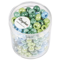 Verpackungsfoto: Glas-Großlochradl,opak,grün, blau Töne