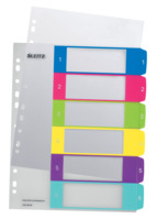 Plastikregister WOW 1-6, bedruckbar, A4, PP, 6 Blatt, farbig