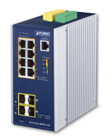 PLANET Industrial 8-Port GE PoE+ 2*1G SFP+ 2*2,5G SFP - 8-Port Gestito L2+ Gigabit Ethernet (10/100/1000) Supporto Power over Ethernet (PoE) Alluminio, Blu