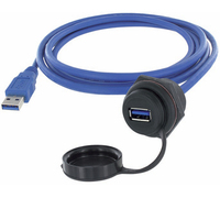 Encitech 1310-1025-05 kabel USB 3 m USB 3.2 Gen 1 (3.1 Gen 1) USB A Czarny, Niebieski