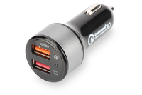 Ednet USB-Auto-Ladeadapter, Quick Charge 3.0, 2 Ports Eingang 12-24V, Ausgänge: 3-6.5V/3A, 5V/2.4A Qualcomm Quick Charge 3.0