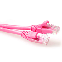 ACT Roze 0,5 meter U/UTP CAT6 patchkabel snagless met RJ45 connectoren