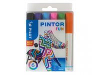 Pilot Pintor Fun Marker Rundspitze Schwarz, Hellblau, Limette, Orange, Pink, Violett