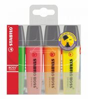 Stabilo BOSS Highlighter Pen Chisel Tip 2-5mm Line Assorted Colours (Pack 4)