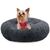 BLUZELLE Dog Bed for Small Dogs & Cats, 20" Donut Dog Bed Washable, Round Plush Dog Pillow Fluffy Cat Bed Cat Pillow, Calming Pet Mattress Soft Pad Comfort No-Skid Dark Grey