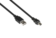 Anschlusskabel USB 2.0 EASY Stecker A an Mini B Stecker, schwarz, 5m, Good Connections®