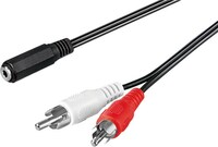 Audio-Kabeladapter 3,5-mm-Buchse zu Cinch-Stecker, 1.4 m, Schwarz - Klinke 3,5 mm Buchse (3-Pin, ste