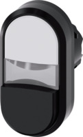 Doppeldrucktaster, unbeleuchtet, tastend, Bund oval, weiß/schwarz, Einbau-Ø 22.3