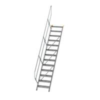 Treppe 45° Stufenbreite 600 mm, 13 Stufen, Aluminium geriffelt