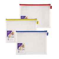 Snopake Mesh Zippa Bag EVA Foolscap 300 Micron Assorted Colours (Pack 3)